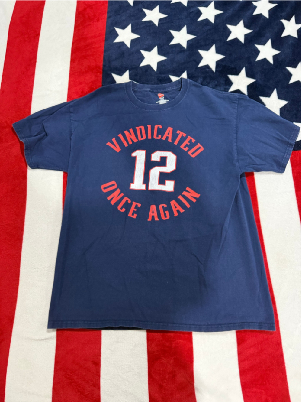 Men's Hanes Vindicated Once Again Graphic T-Shirt Blue Red Size L
